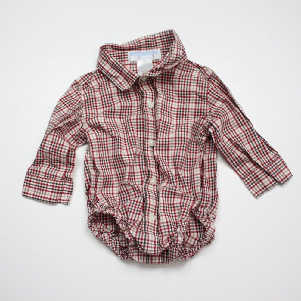 Janie and Jack Onesie Baby Boys Size 0-3m Red Plaid Button Down One Piece